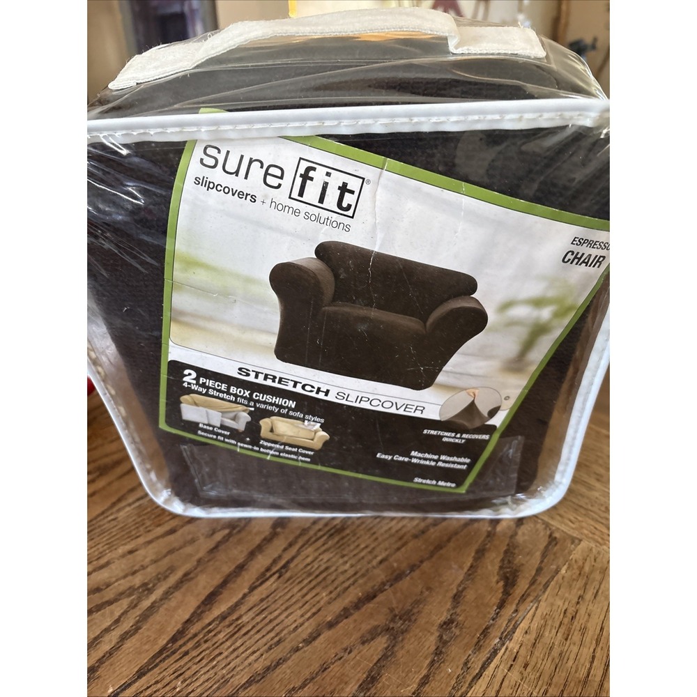 Surefit Stretch Metro 2 Piece Chair Slipcover Espresso Brown Chocolate NEW
